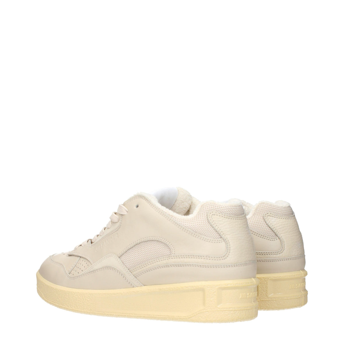 Beige Leather Low Top Sneakers