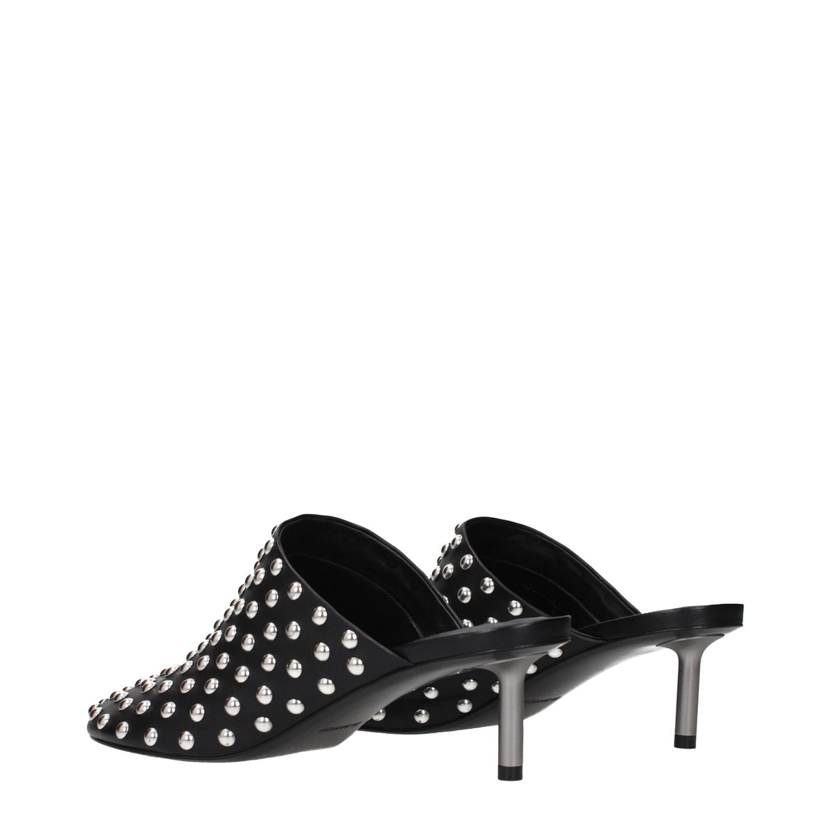 Black Leather Mules