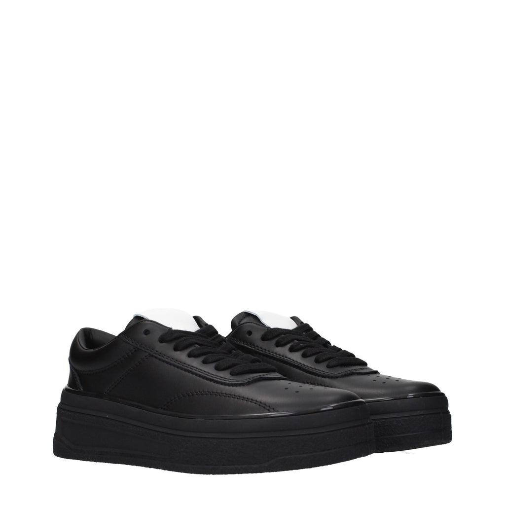 Black Leather Platform Sneakers