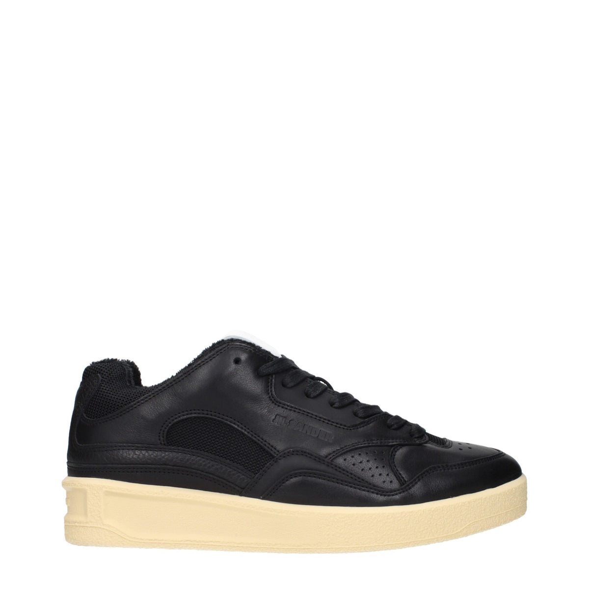 Black Leather Low Top Sneakers