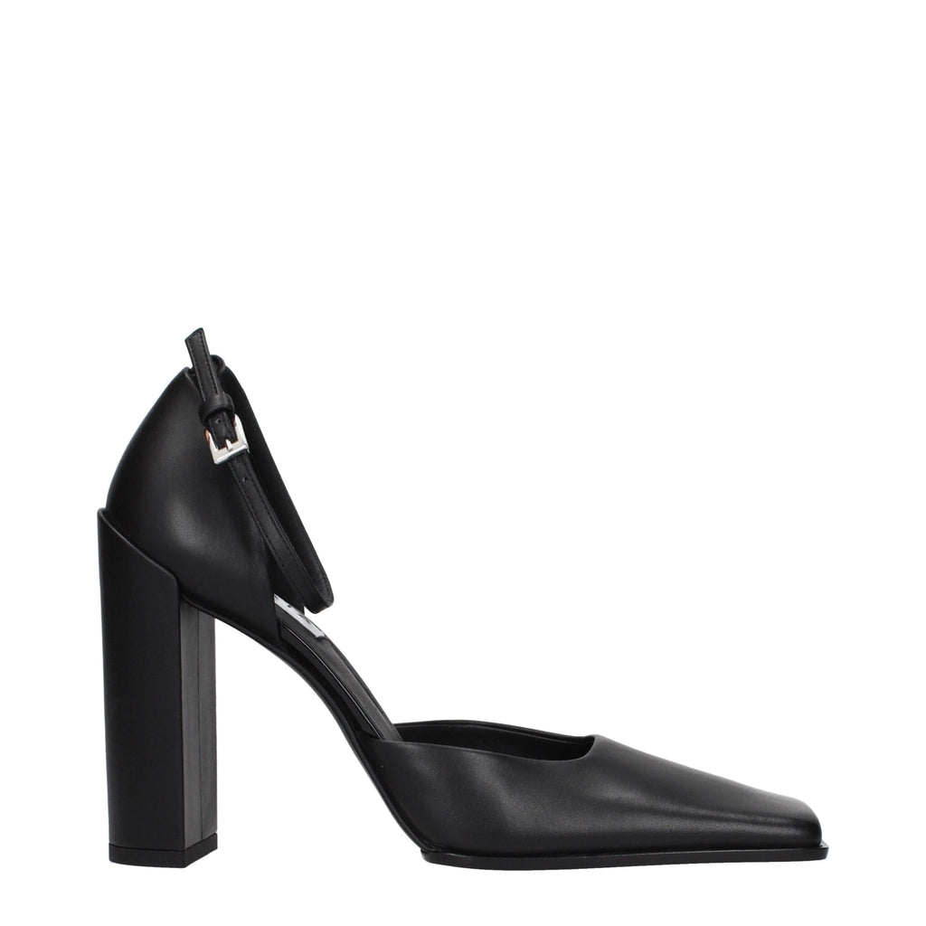 Black Leather High Heel Pumps