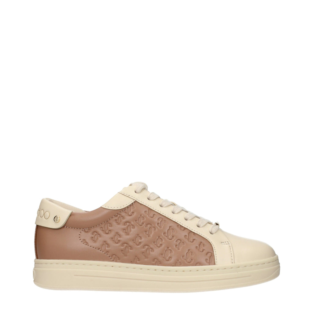 Beige Leather Low Top Sneakers