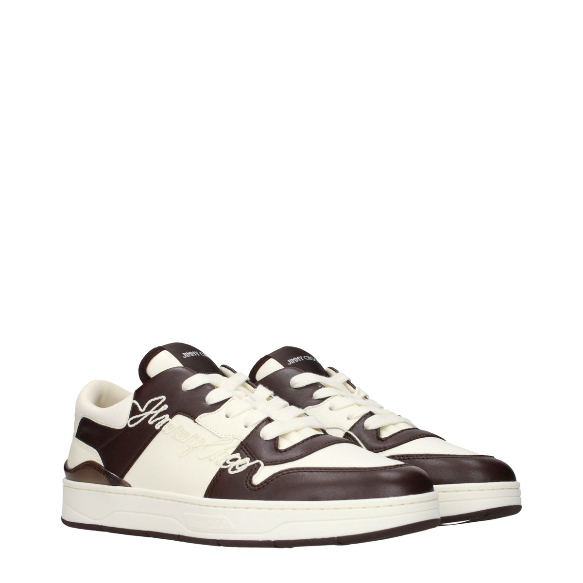 Beige Leather Low Top Sneakers