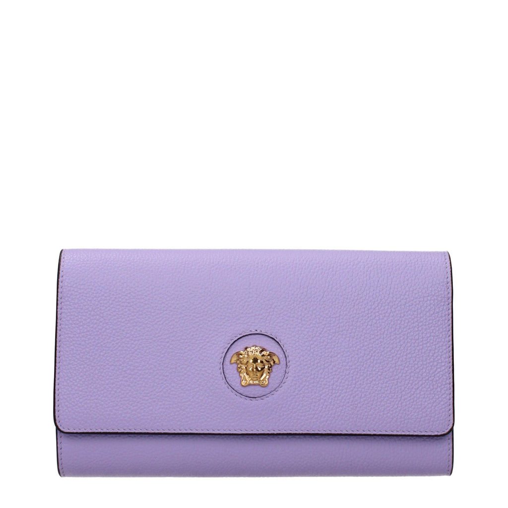 Purple Leather Clutch Bag