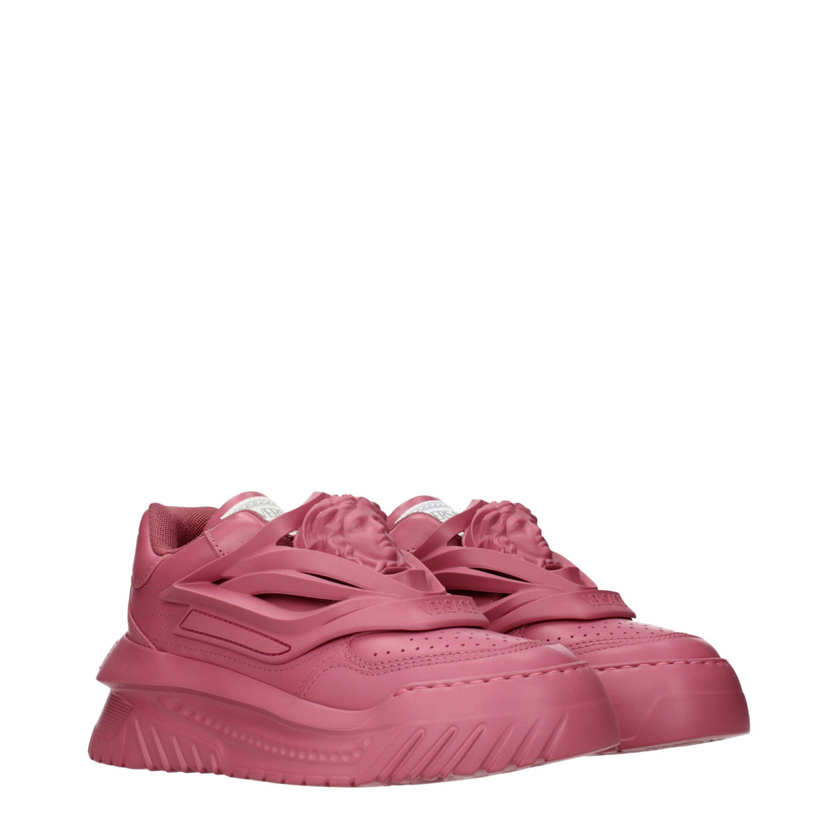 Pink Leather Chunky Sneakers