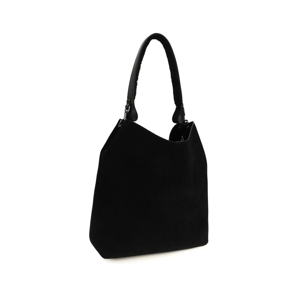 Black Suede Leather Shoulder Bag