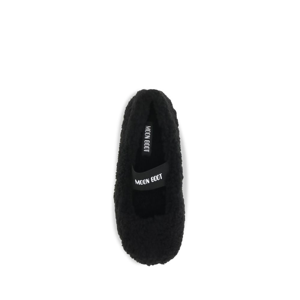 Black Fur Ballet Flats