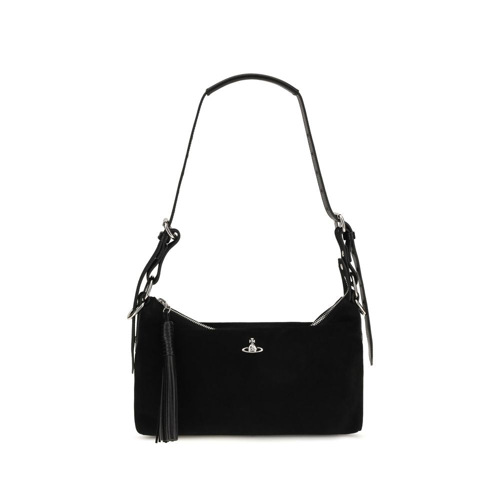 Black Suede Leather Shoulder Bag