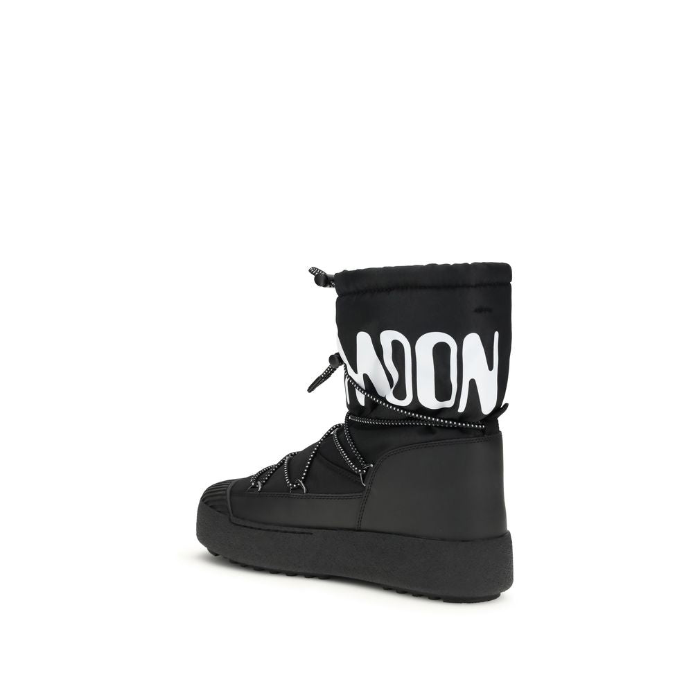 Black Polyamide Lace-Up Boots