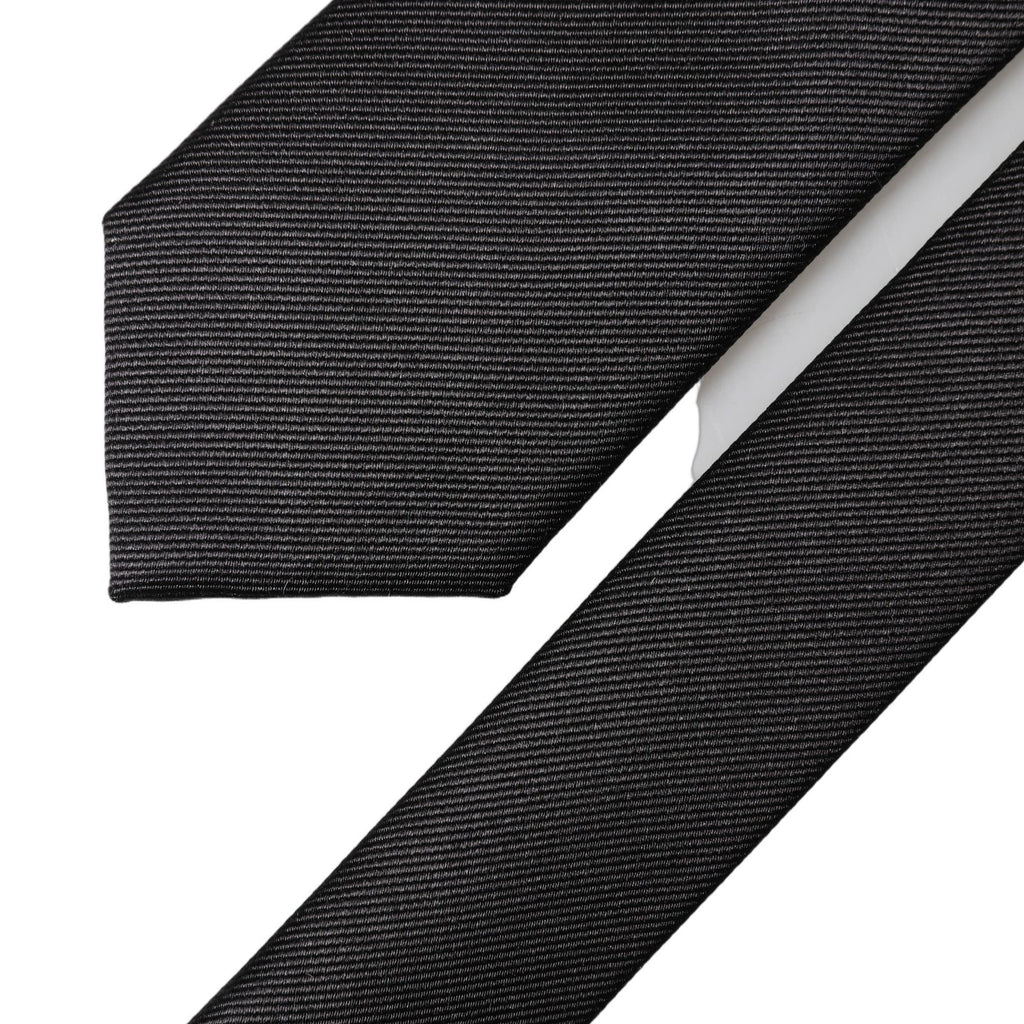Black Solid 100% Silk Adjustable Men Tied Necktie Tie