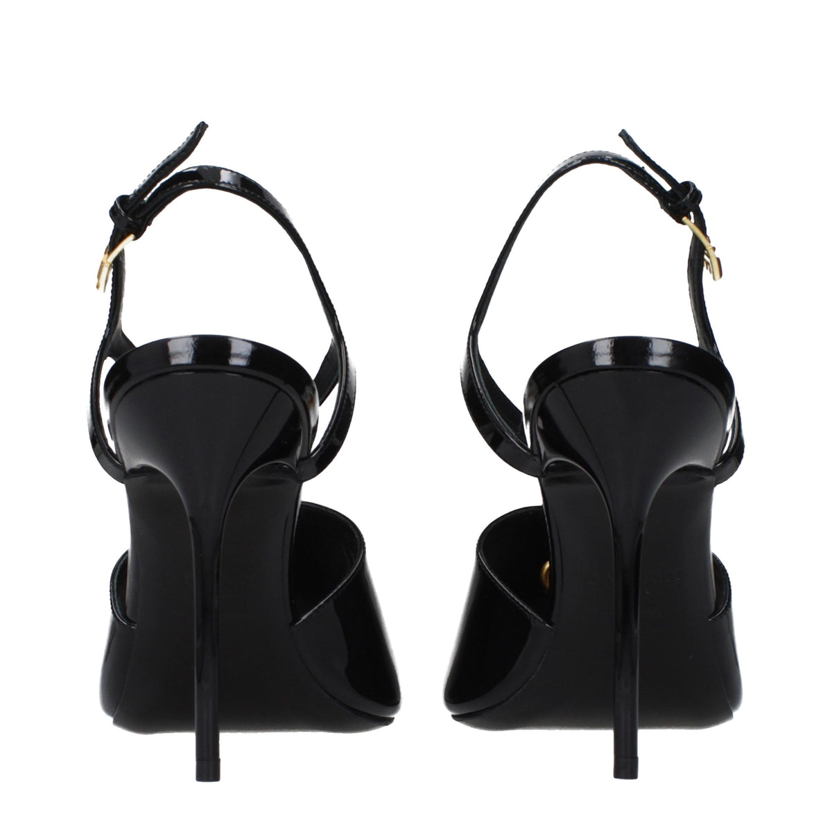 Black Leather Stiletto Heel Sandals