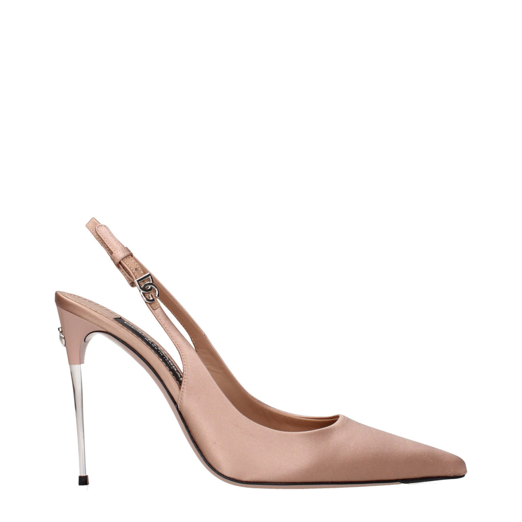 Beige Satin High Heel Pumps