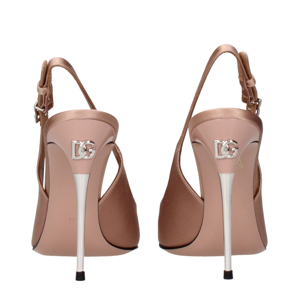 Beige Satin High Heel Pumps