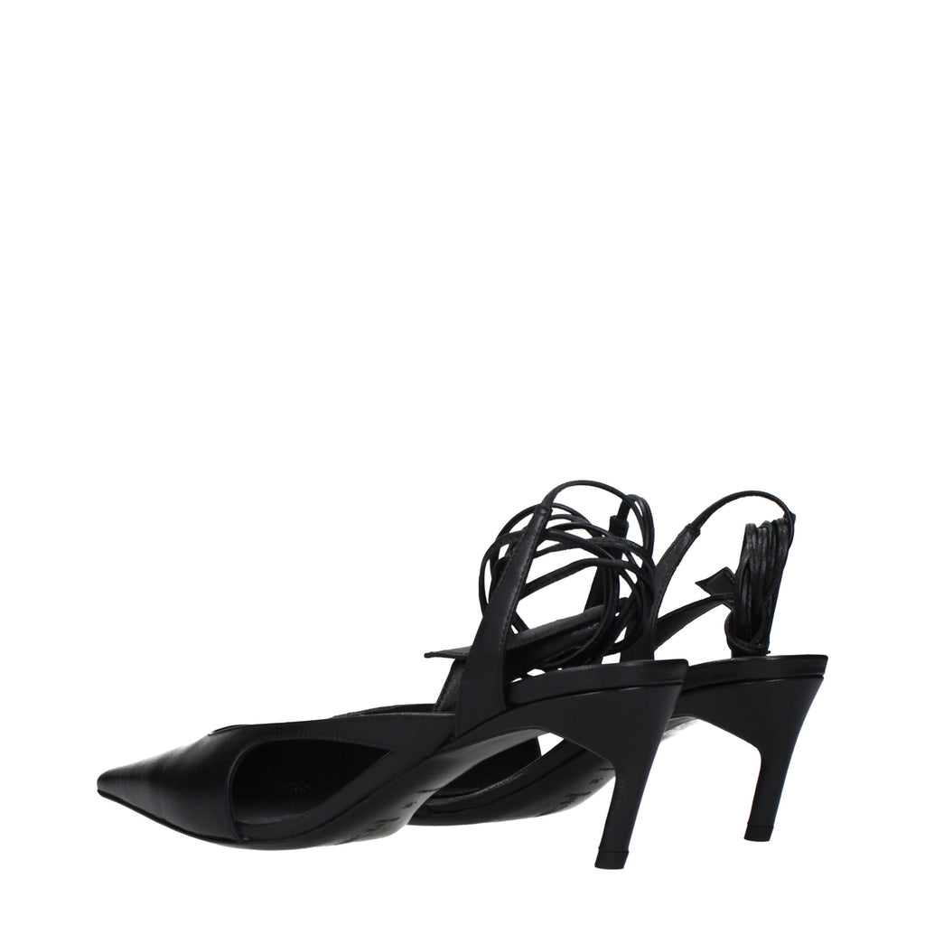 Black Leather High Heel Pumps