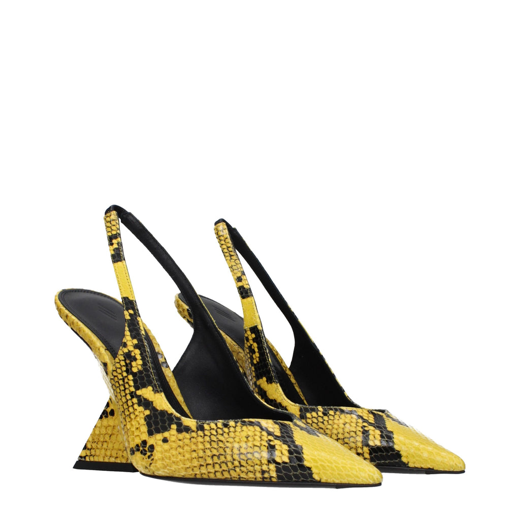 Yellow Leather Platform Pumps