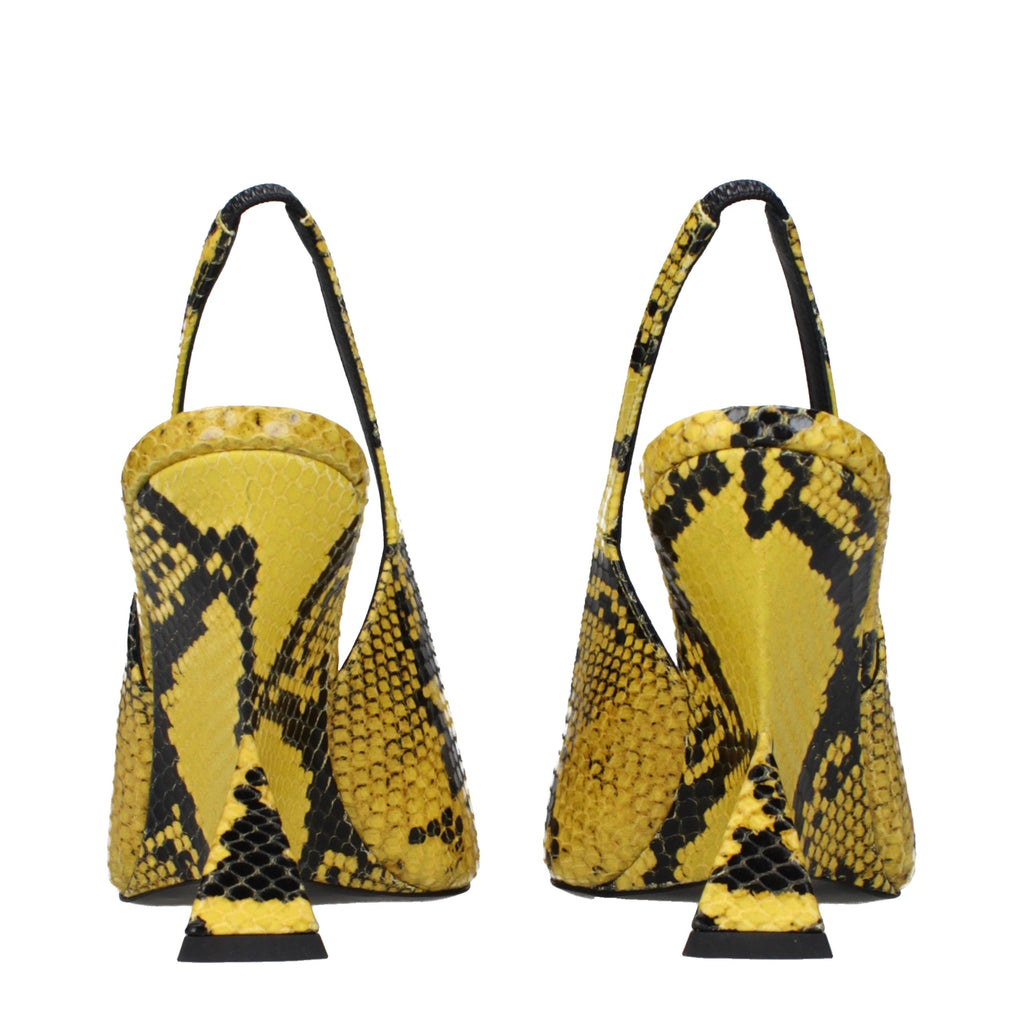 Yellow Leather Platform Pumps