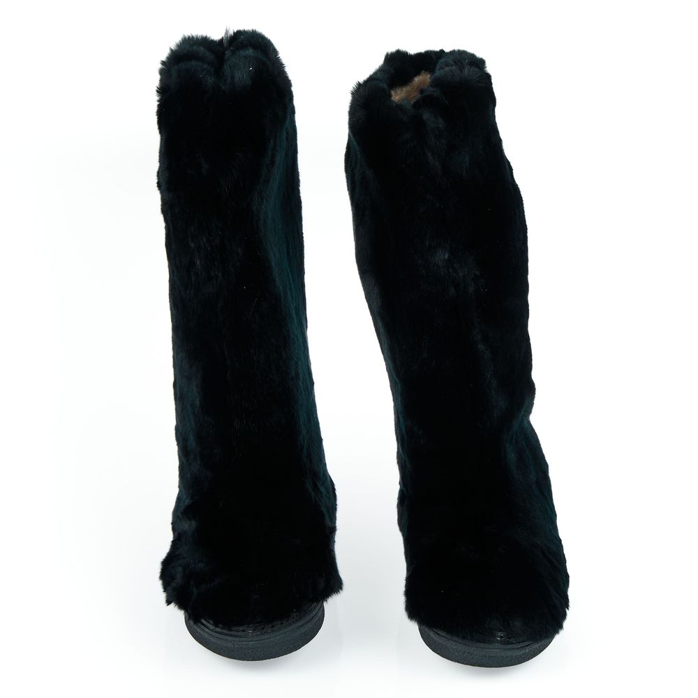 Black Rabbit Fur Women Shoe