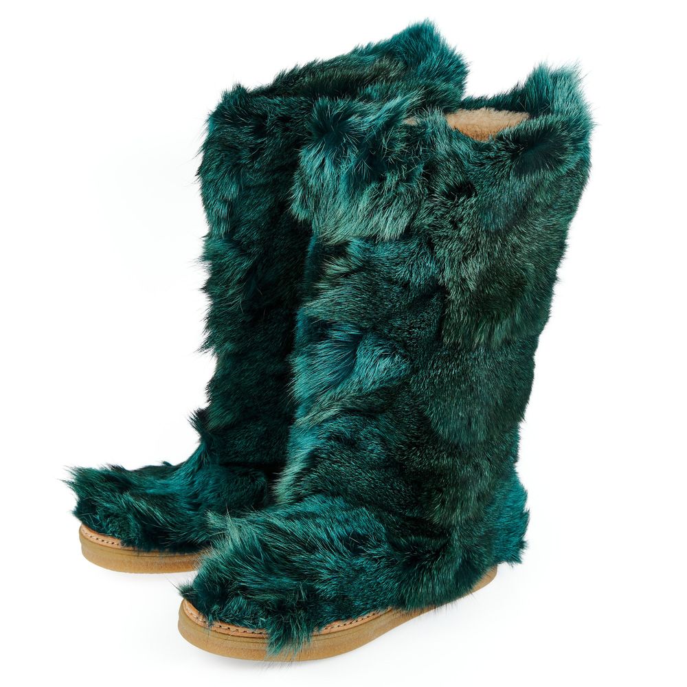 Teal Fur Women's Shoe