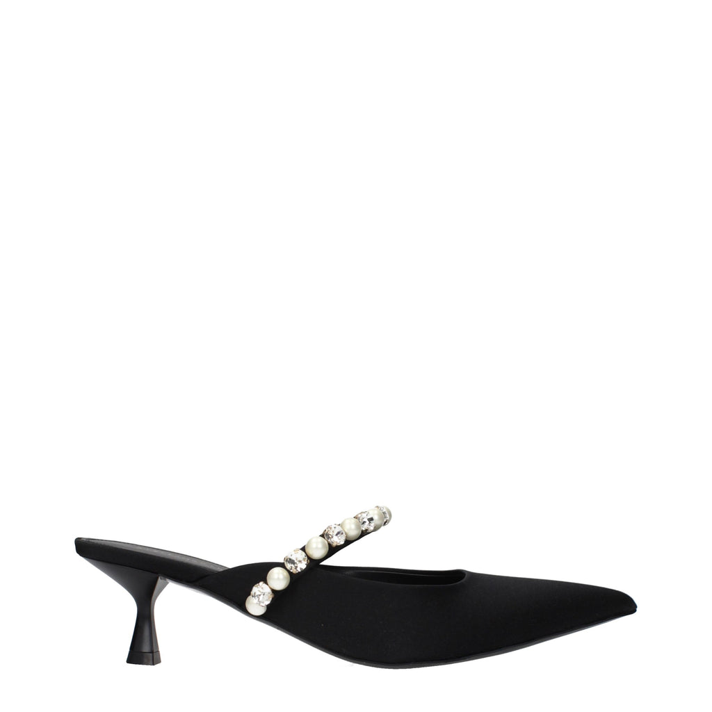 Black Satin Stiletto Heel Sandals