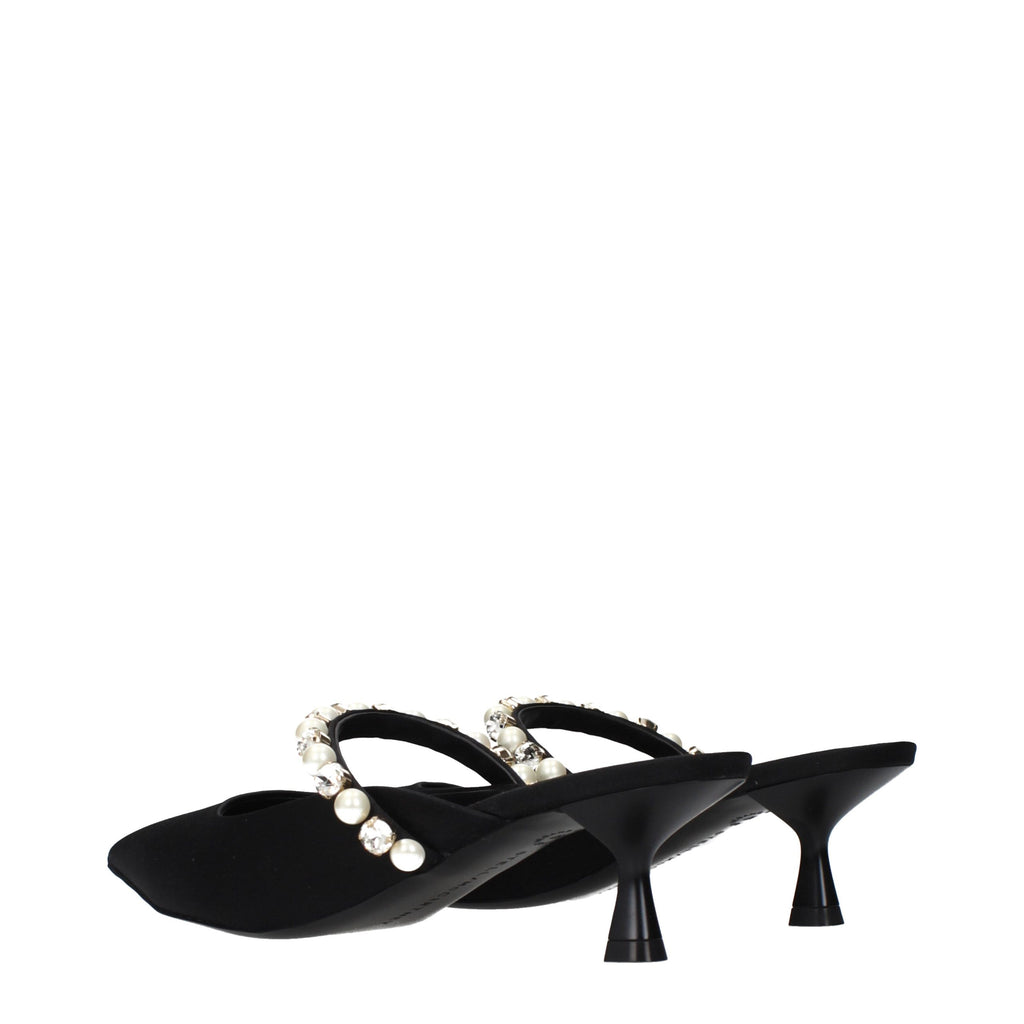 Black Satin Stiletto Heel Sandals