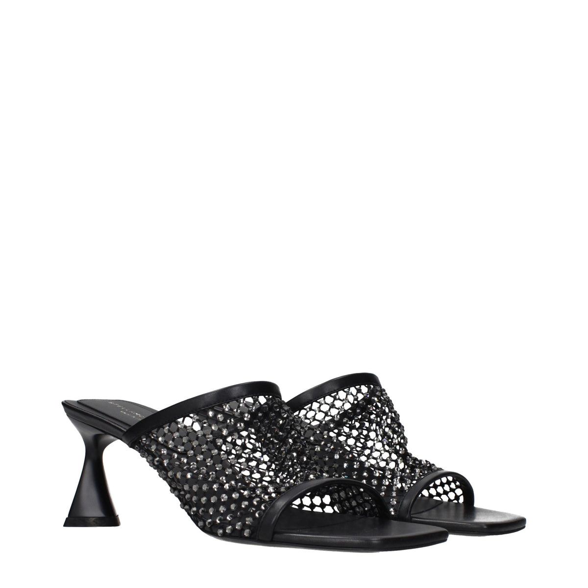 Black Leather Stiletto Heel Sandals