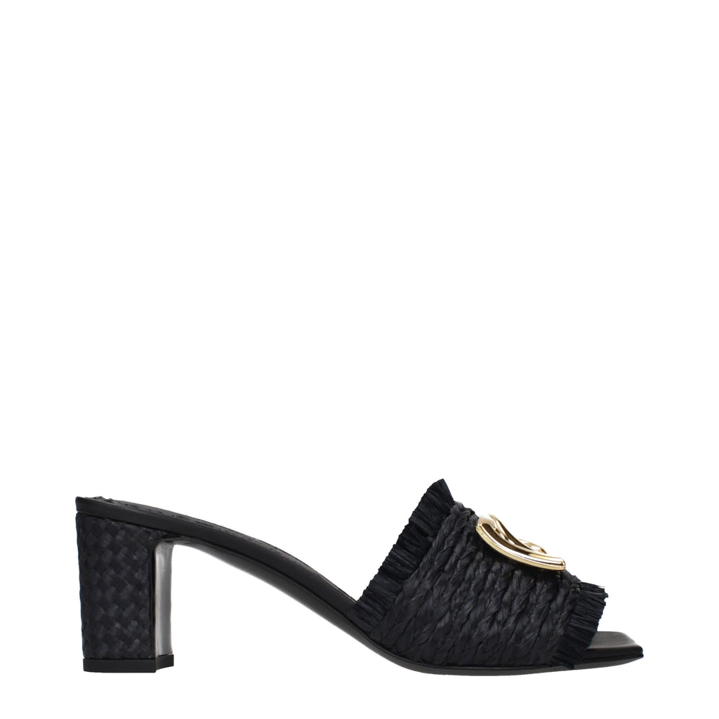 Black Raffia Platform Sandals