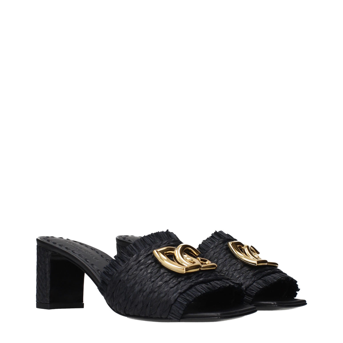 Black Raffia Platform Sandals