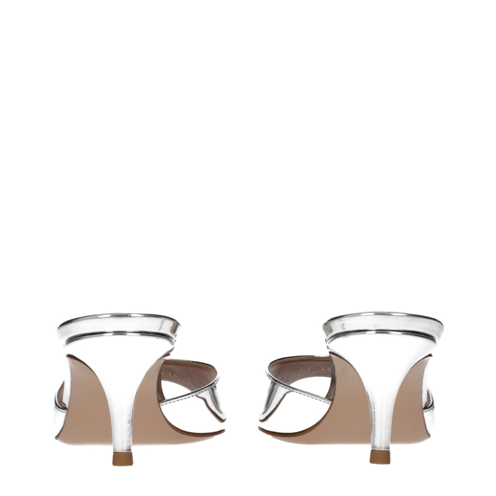 Gray Leather Platform Sandals