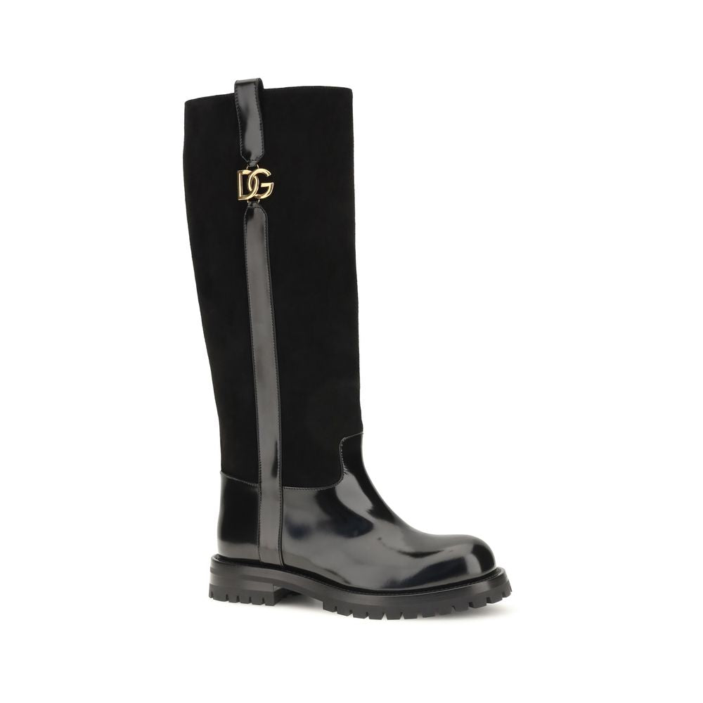 Black Calf Leather Bos Taurus Flat Boots