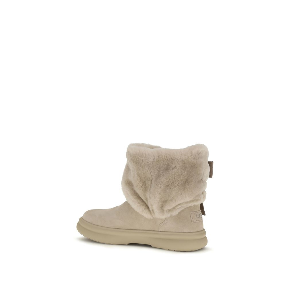 Beige Suede Leather Ankle Boots
