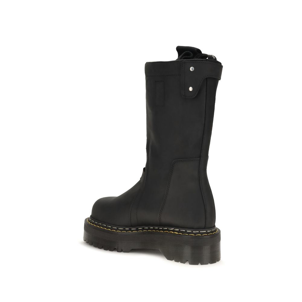 Black Nubuc Leather Lace-Up Boots