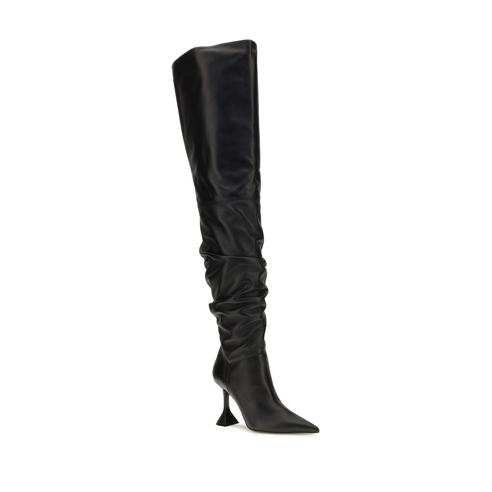 Black Calf Leather Bos Taurus Over The Knee
