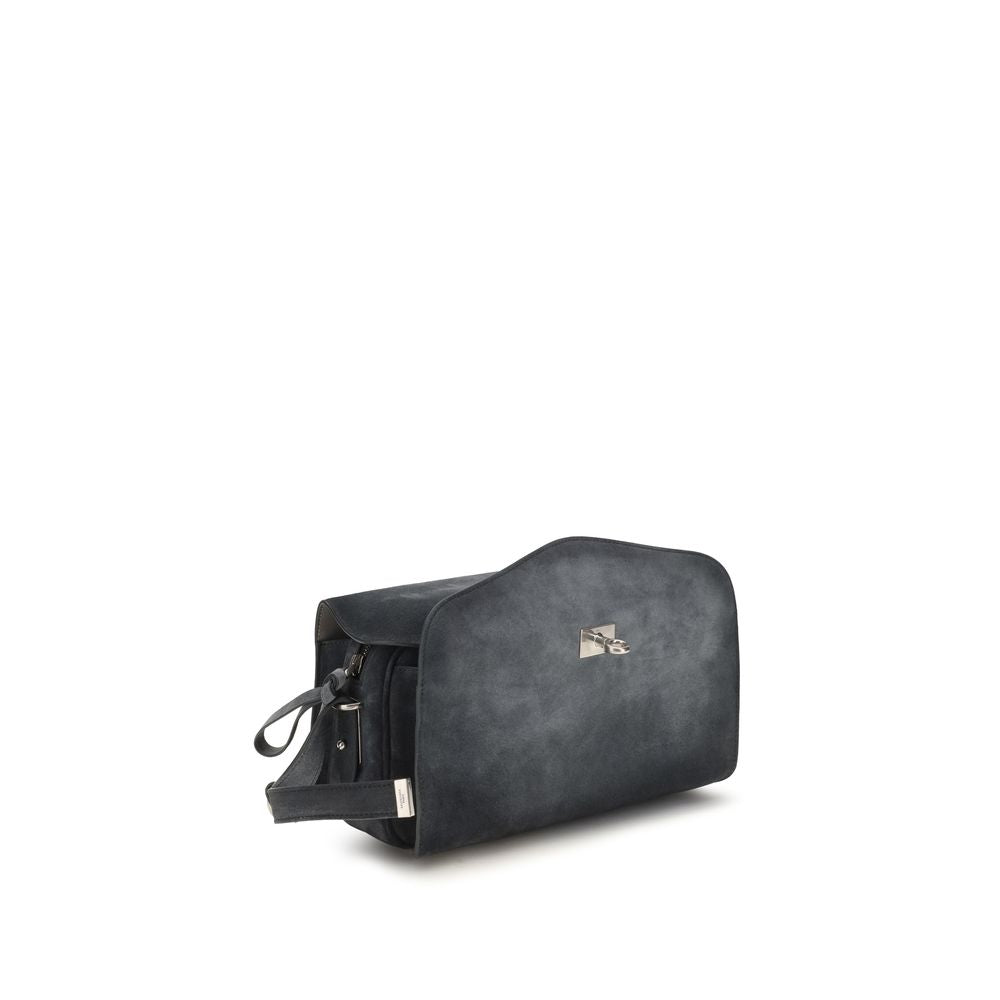 Blue Suede Leather Shoulder Bag