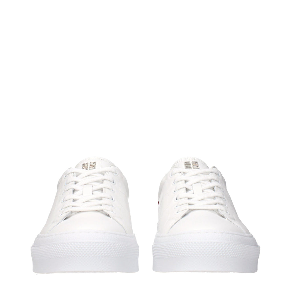White Leather Low Top Sneakers