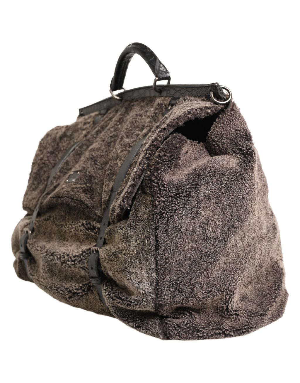 Black Shearling Leather Messenger Shoulder Men Borse Bag
