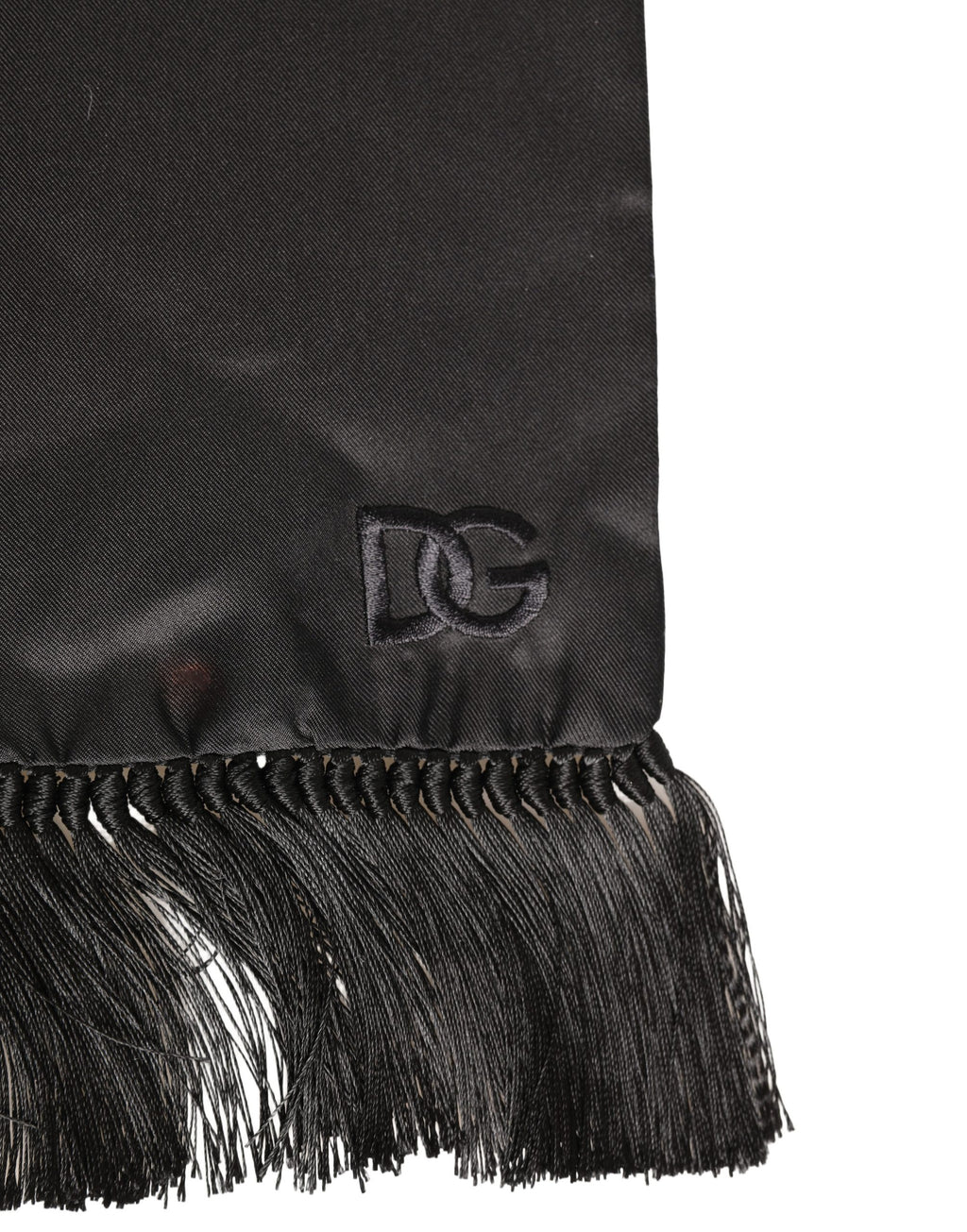 Black Satin Silk Fringed Lace Stole Scarf
