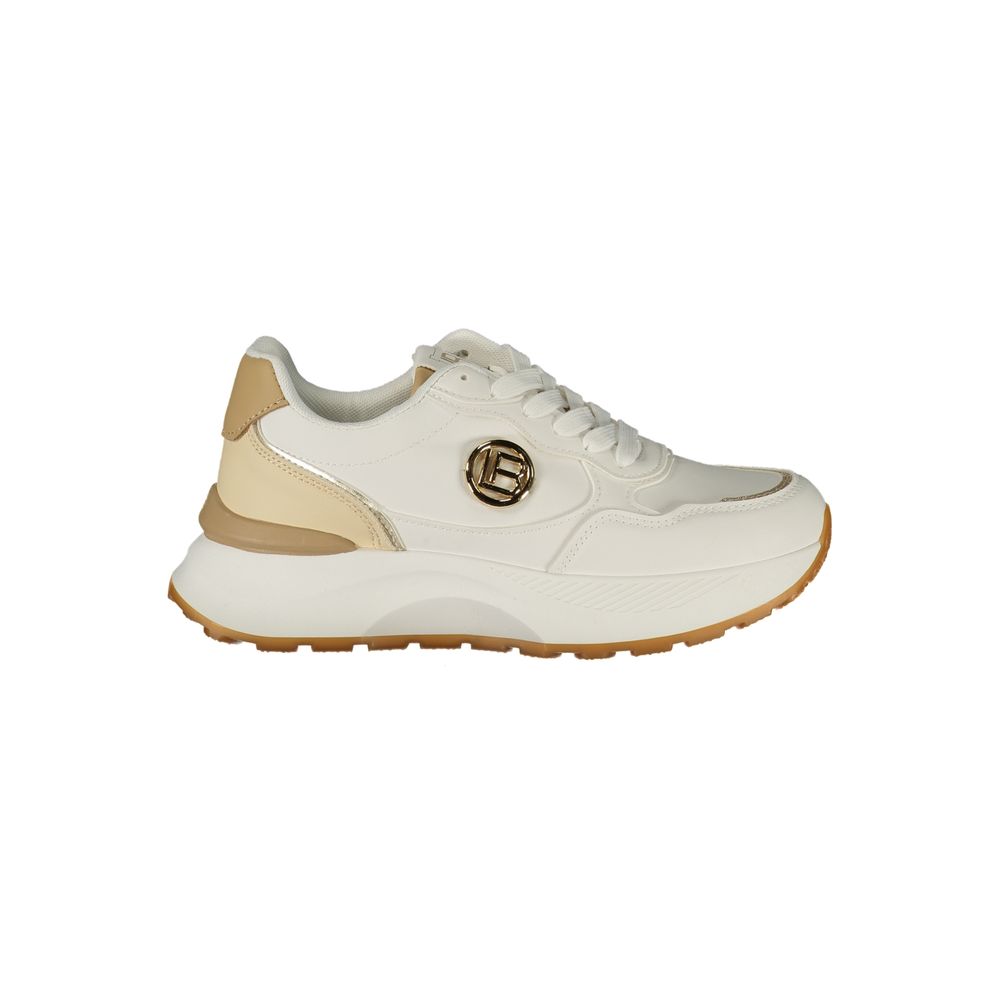 White Polyurethane Women Sneaker