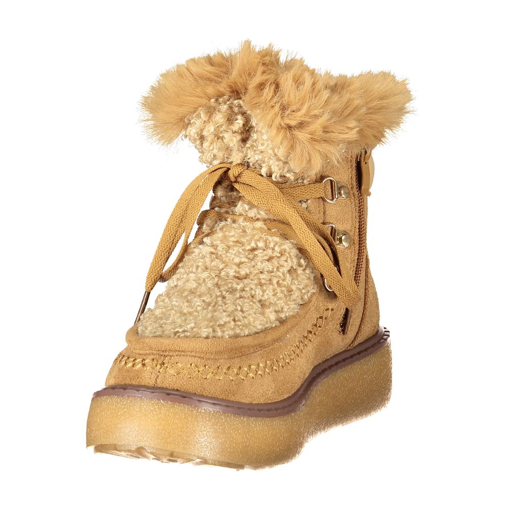 Brown Polyurethane Women Boot
