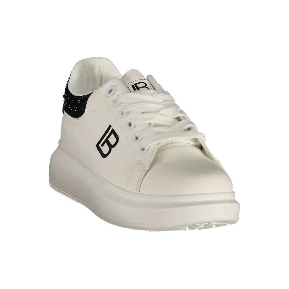 White Polyurethane Women Sneaker