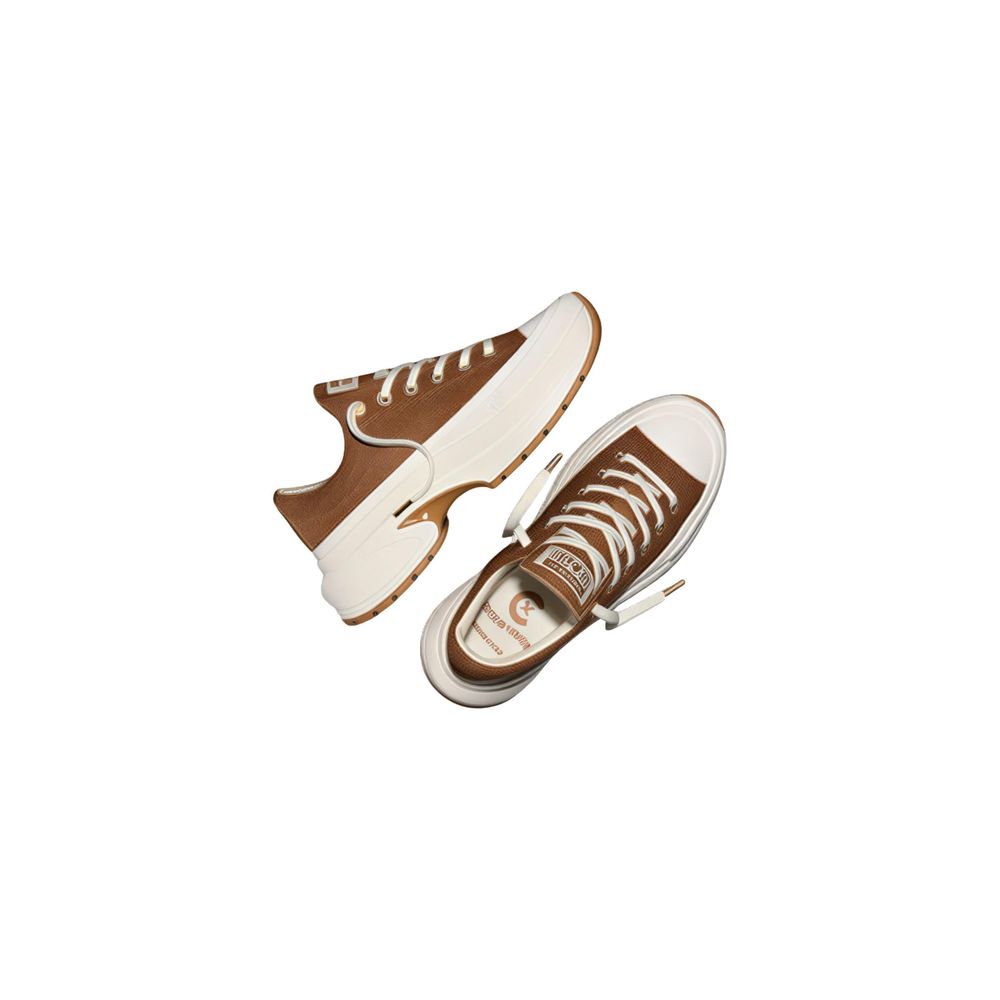 Beige Leather Platform Sneakers
