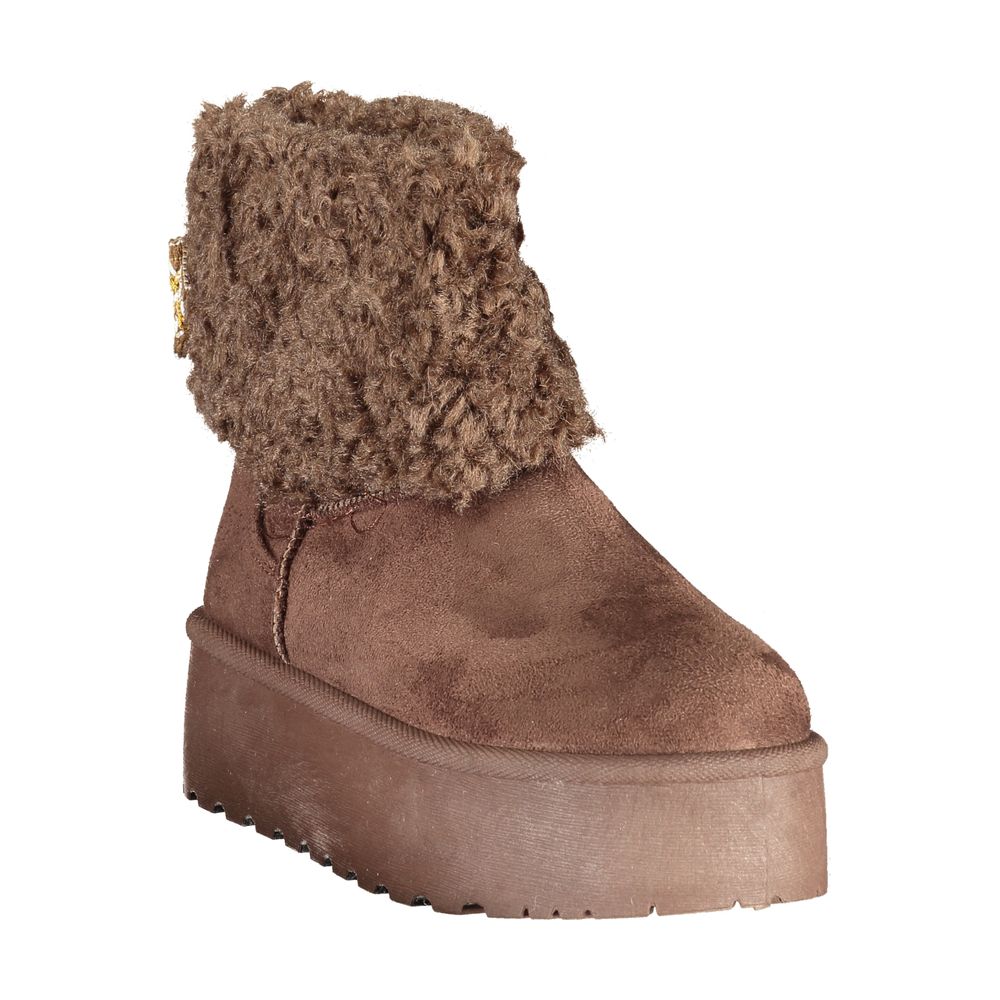 Brown Polyurethane Women's Ankle Boot