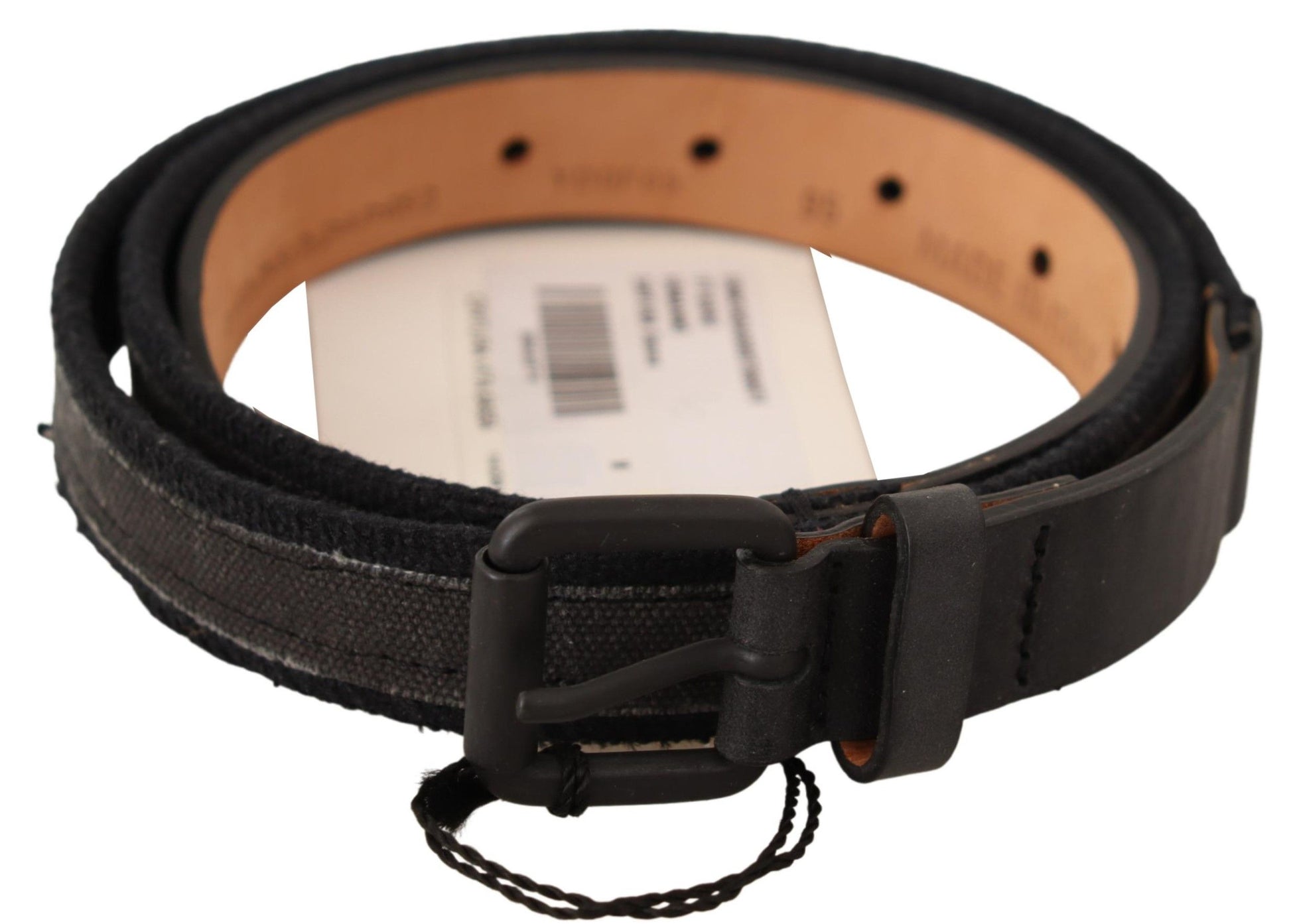 Ceinture femme en cuir noir avec boucle logo.