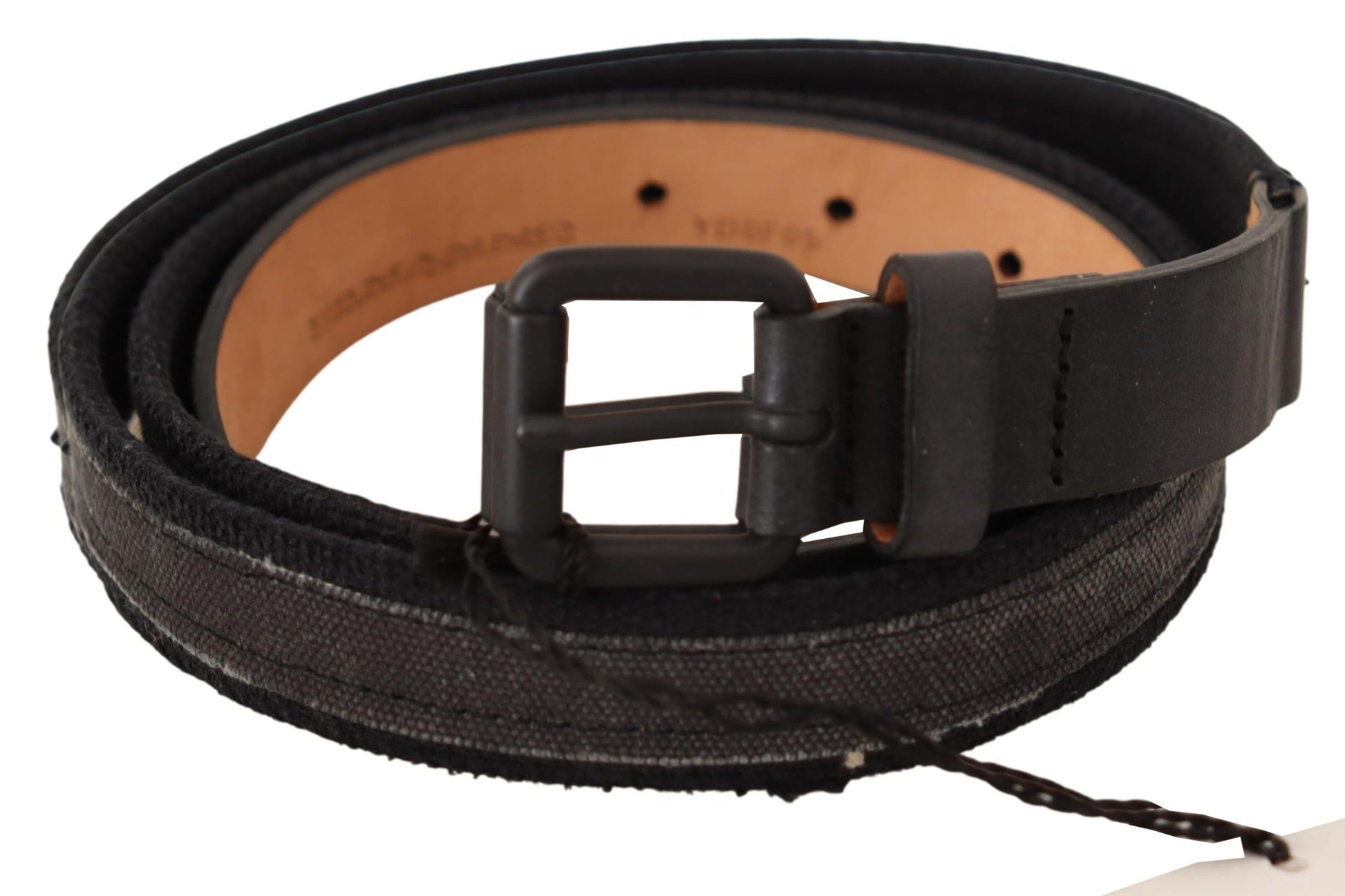 Ceinture femme en cuir noir avec boucle logo.