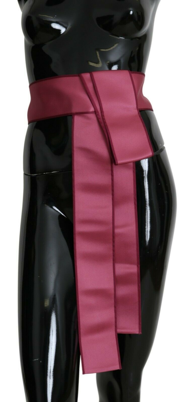 Ceinture large à 3 boutons en soie rose 100%