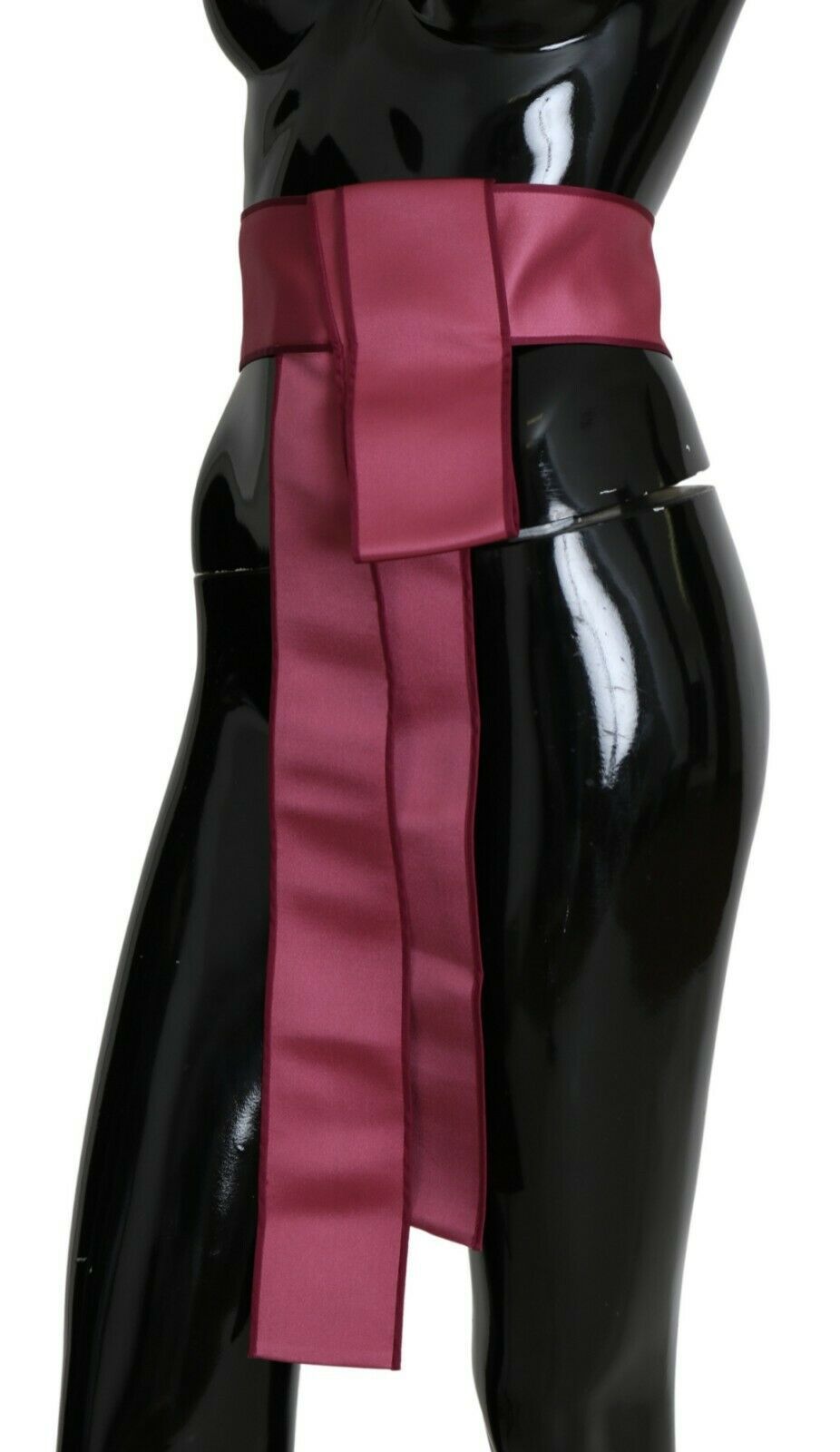 Ceinture large à 3 boutons en soie rose 100%