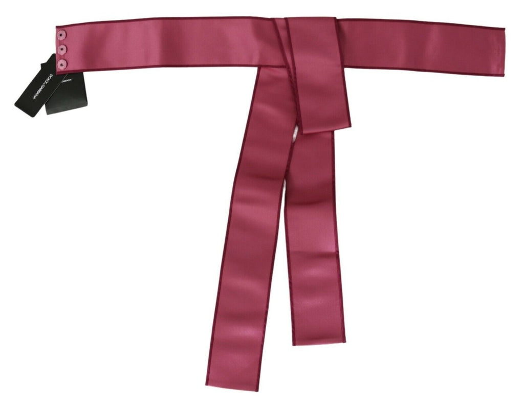 Ceinture large à 3 boutons en soie rose 100%