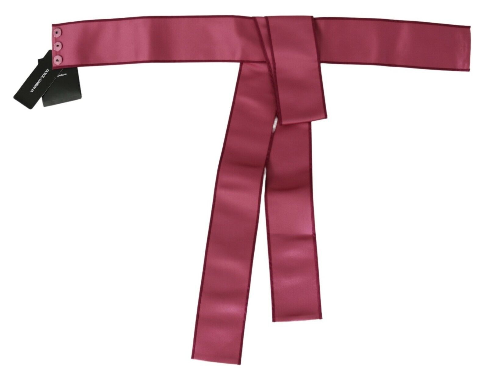 Ceinture large à 3 boutons en soie rose 100%