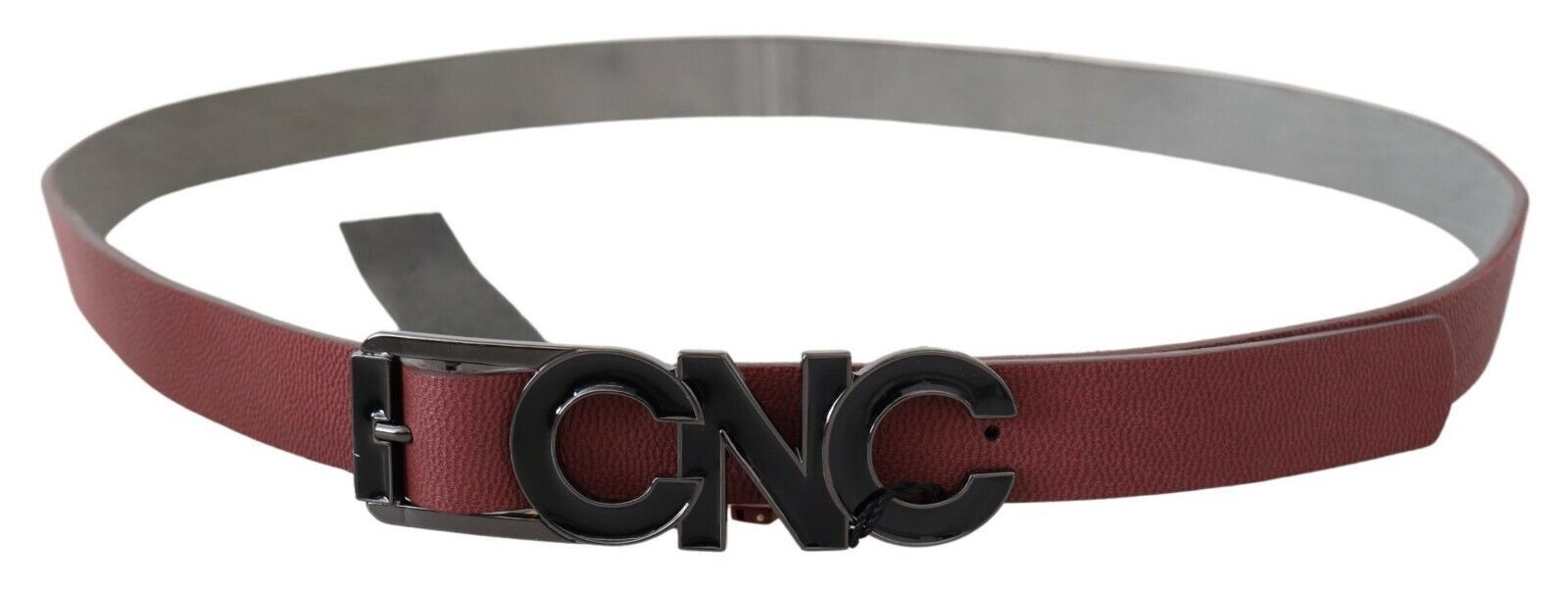 Ceinture mode en cuir skinny marron avec logo.