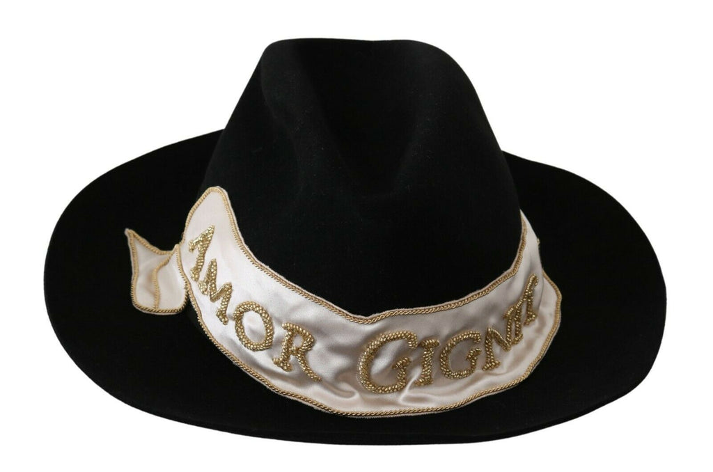 Chapeau Panama à large bord noir Lapin Amor Gignit