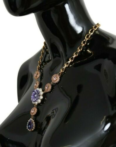 Pendentifs en laiton doré rose, cristal et perle violette